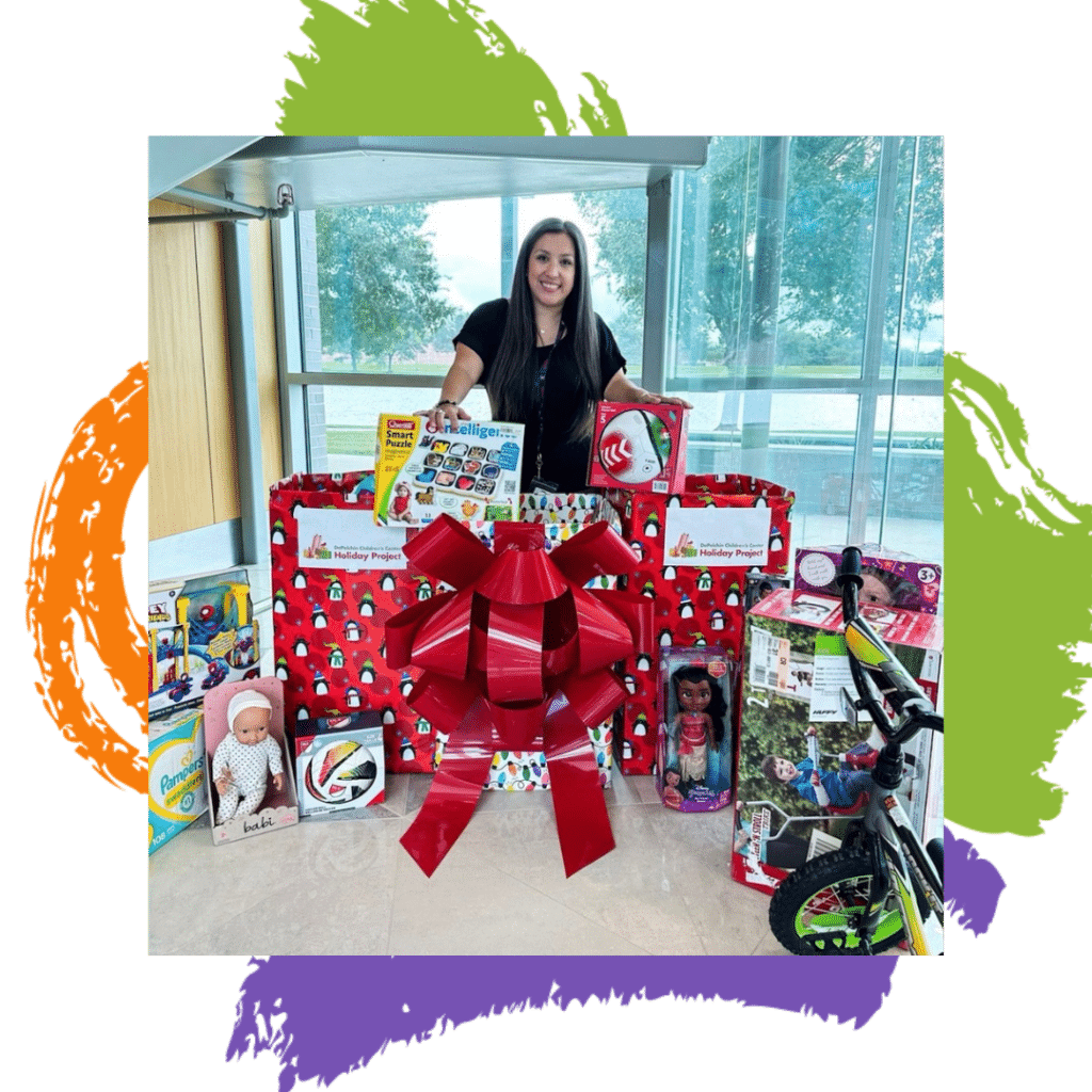 A lady surrounded by gifts